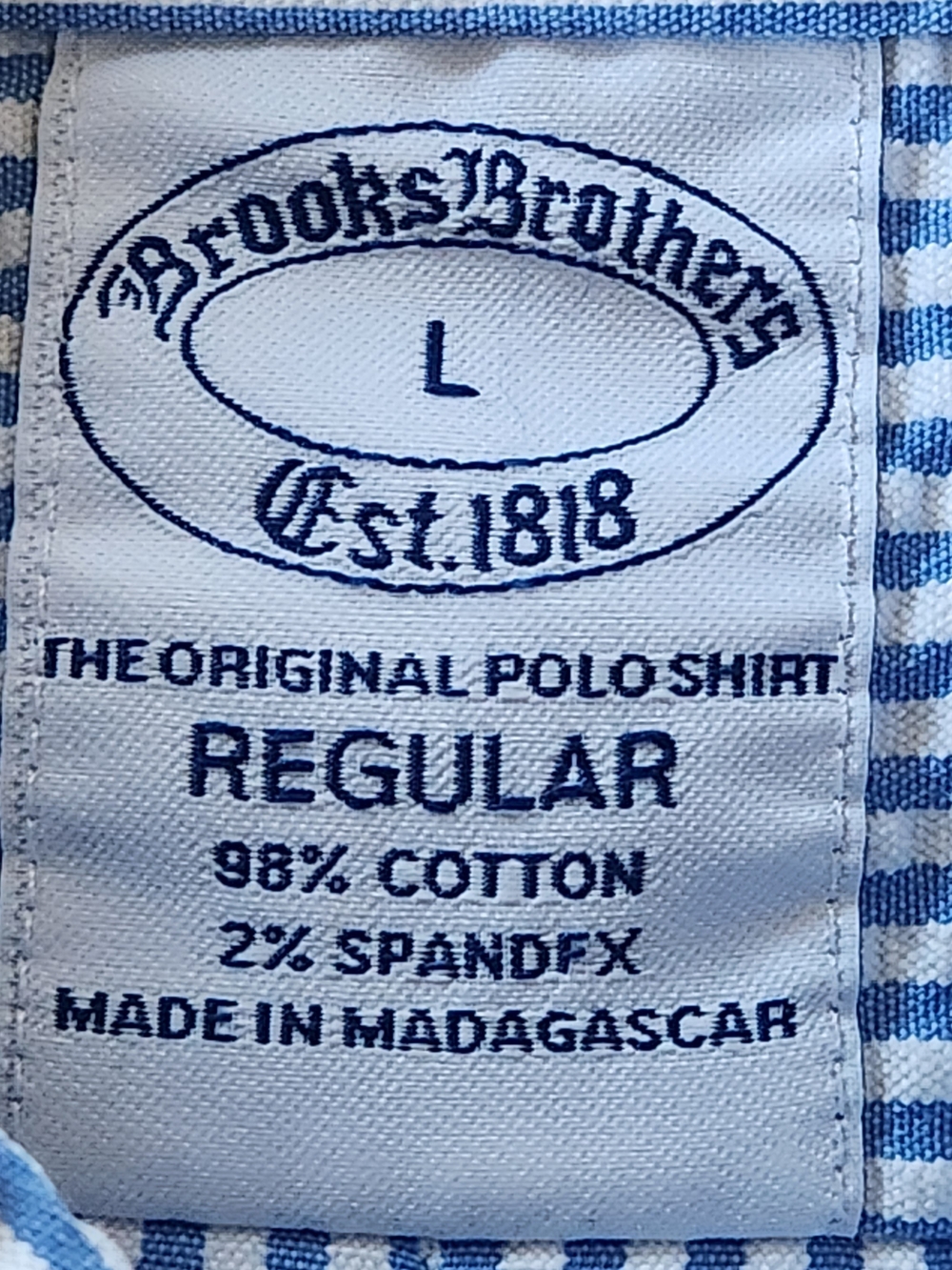 Brooks Brothers Blue and White Striped Seersucker Button-Down Shirt Size L - Picture 7 of 11
